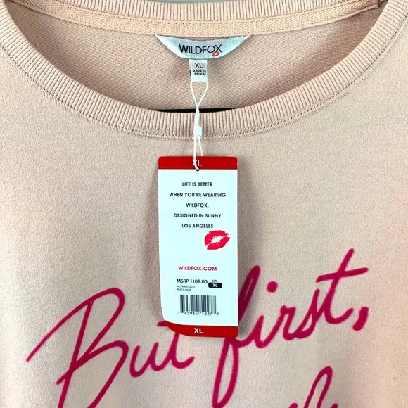 Wildfox But First Cocktails Statement Sweatshirt NEW! - Picture 4 of 9